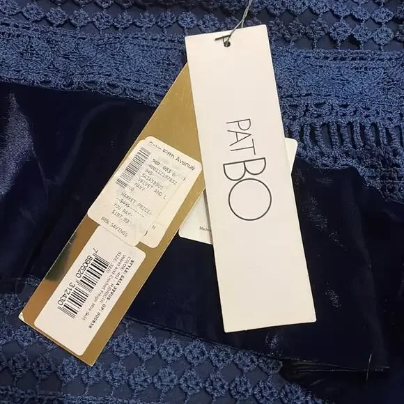 PatBo navy velvet and crochet fringe skirt size 0 brazil 32 - Picture 7 of 10